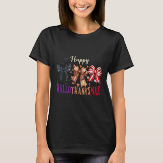 ハロウィン+感謝祭+ハッピー+ハロサンキュー スマイル コケ Tシャツ