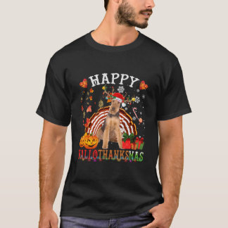 ハロウィン+感謝祭+メリー+エアデール・テリア Tシャツ