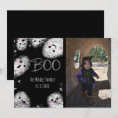 ハロウィン 手書きチョーク ガイコツ フォトカード シーズンカード (正面/裏面)