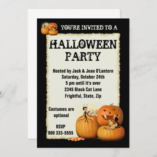 ハロウィン 招待状 (正面/裏面)