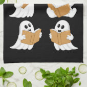 ハロウィン 教師 ゴースト 読書 司書 キッチンタオル (折り畳み)