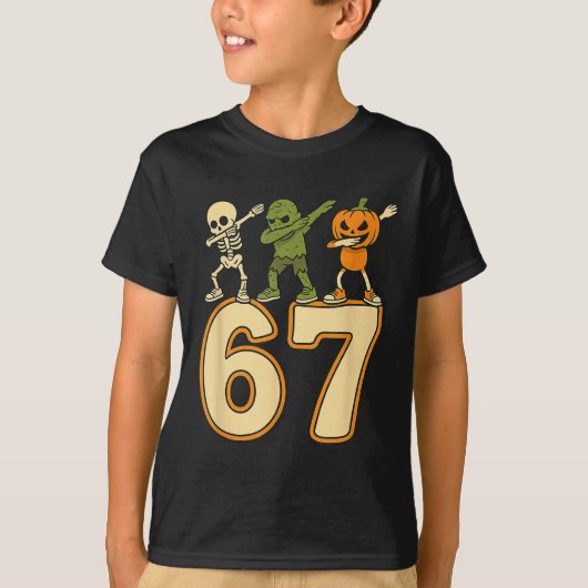 ハロウィン 数字 67 男性 女性 おもしろ Tシャツ (正面)