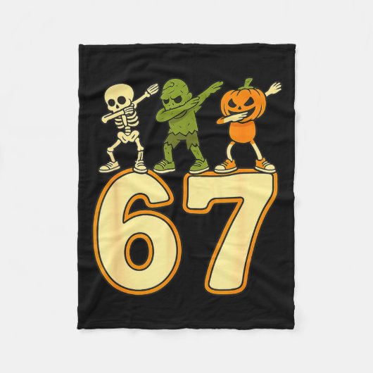 ハロウィン 数字 67 ６七 男性 女性 フリースブランケット (正面)