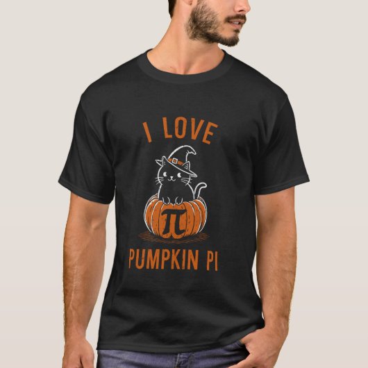ハロウィン 数学の先生 猫 カボチャ パイ 生徒 面白い Tシャツ (正面)