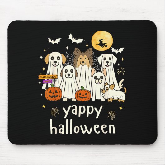 ハロウィン 楽しい犬 お化け ハロウィン マウスパッド (正面)