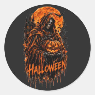ハロウィン 死神 パンプキン ゴシック スプーキー デザイン ラウンドシール