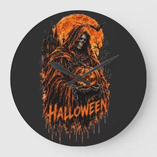 ハロウィン 死神 パンプキン ゴシック スプーキー デザイン ラージ壁時計