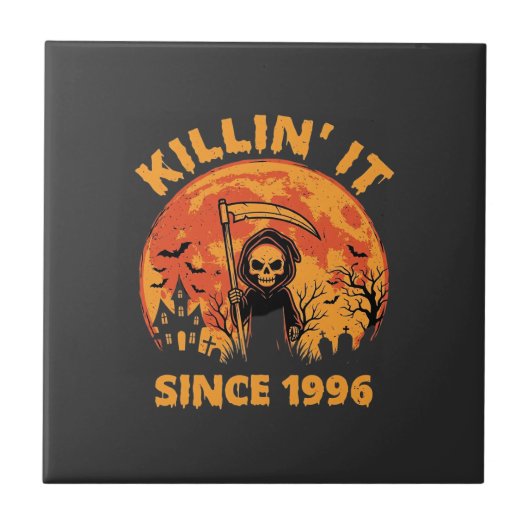 ハロウィン 死神 1996年から 誕生日デザイン_1 タイル (正面)