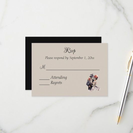 ハロウィン 死者の日 結婚式 出席確認 出欠カード (正面/裏面インサイチュ)