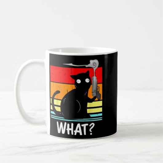 ハロウィン 殺戮 黒猫 ガンを持つ猫 コーヒーマグカップ (左)
