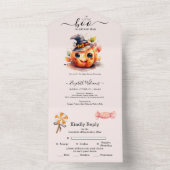 ハロウィン 水彩の かぼちゃの Little Boo 赤ちゃん ショー オールインワン招待状 (内側)