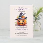 ハロウィン 水彩の かぼちゃの Little Boo 赤ちゃん ショー 招待状 (スタンド正面)