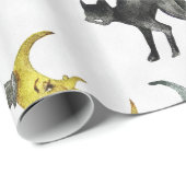 ハロウィン-水彩画の魔法使い-猫-月 ラッピングペーパー (ロールコーナー)