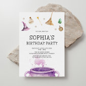 ハロウィン 水彩魔女 誕生日パーティー 招待状