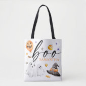 ハロウィン 水彩 白 トートバッグ (正面)