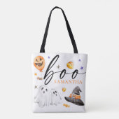 ハロウィン 水彩 白 トートバッグ (裏面)