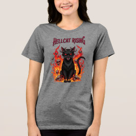 ハロウィン 炎に包まれた邪悪な猫 トライブレンドTシャツ