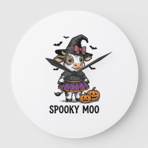 ハロウィン 牛 Tシャツ かわいい 魔女 子牛 彫刻 アート ラージ壁時計