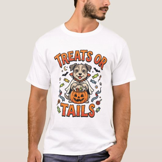 ハロウィン 犬 キャンディ 不正行為 Tシャツ (正面)