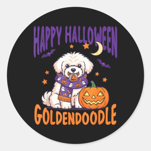 ハロウィン 犬 ゴースト ドッグママ ハロウィン ラウンドシール (正面)