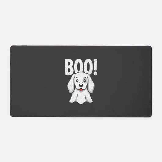 ハロウィン 犬 ブー かわいい 子犬 ゴースト デザイン デスクマット (正面)