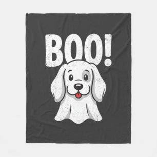 ハロウィン 犬 ブー かわいい 子犬 ゴースト デザイン フリースブランケット