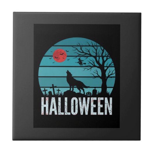 ハロウィン 狼 墓場 月 ベクター タイル (正面)