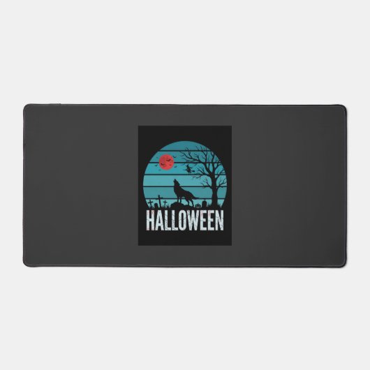 ハロウィン 狼 墓場 月 ベクター デスクマット (正面)
