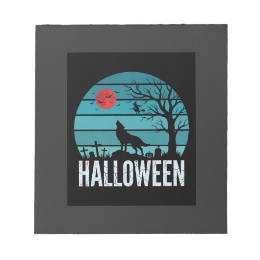 ハロウィン 狼 墓場 月 ベクター ノートパッド (正面)