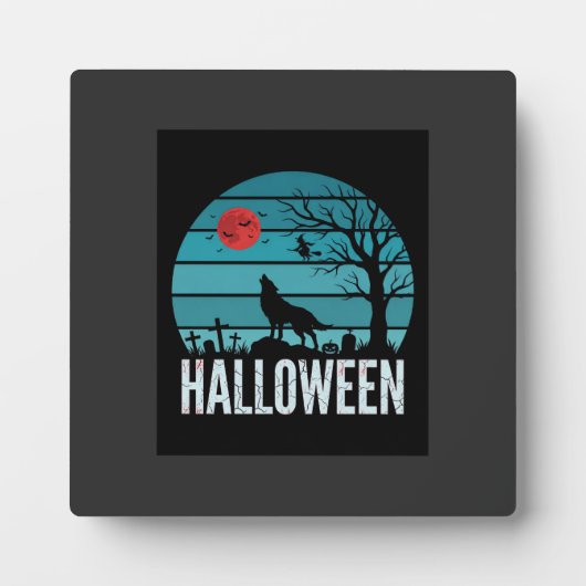 ハロウィン 狼 墓場 月 ベクター フォトプラーク (正面)