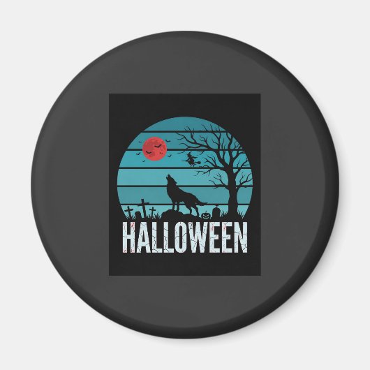 ハロウィン 狼 墓場 月 ベクター マグネット (正面)