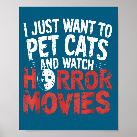 ハロウィン+猫好きのためのホラー映画ファン向けおもしろ時計 ポスター (正面)