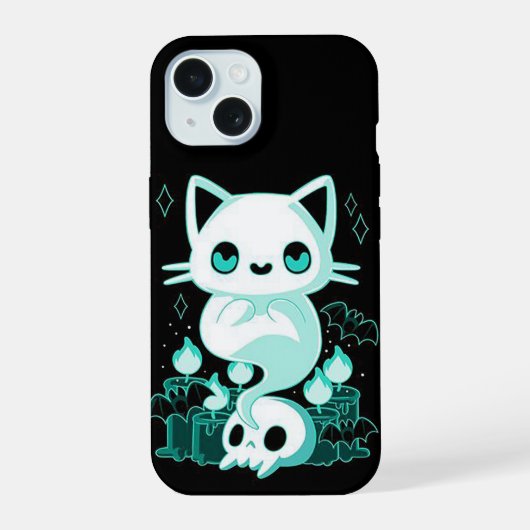 ハロウィン 猫 おばけ iPhone 15ケース (裏面)