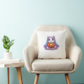 ハロウィン 猫 かぼちゃ キャンディー 長袖Tシャツ クッション (椅子)
