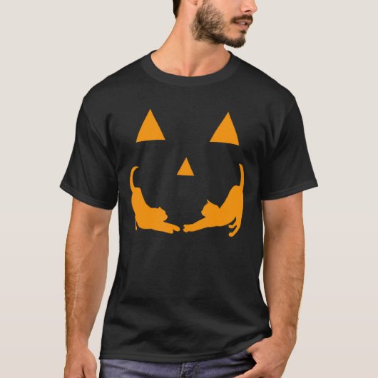 ハロウィン 猫 かぼちゃ 顔 パーティー 衣装 Tシャツ (正面)