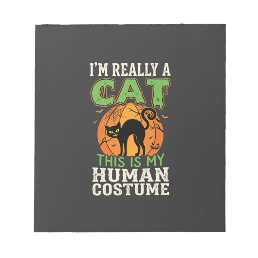 ハロウィン 猫 なりきり コスチューム 面白い デザイン ノートパッド (正面)