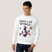 ハロウィン+猫+ウィッチ+おもしろTシャツ スウェットシャツ (正面フル)