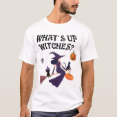 ハロウィン+猫+ウィッチ+おもしろTシャツ Tシャツ (正面)