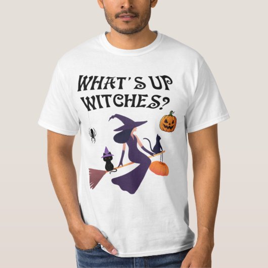 ハロウィン+猫+ウィッチ+おもしろTシャツ Tシャツ (正面)