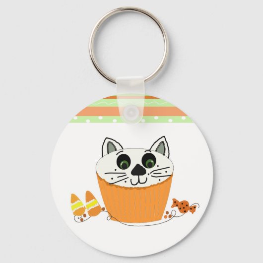 ハロウィン 猫 カップケーキ キーホルダー (正面)