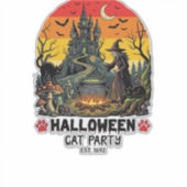 ハロウィン 猫 パーティー 魔女の釜 黒猫の脅かし シール (正面)