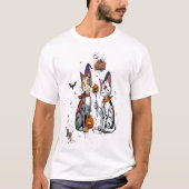ハロウィン 猫 ホラー アート グラフィティ Tシャツ (正面)