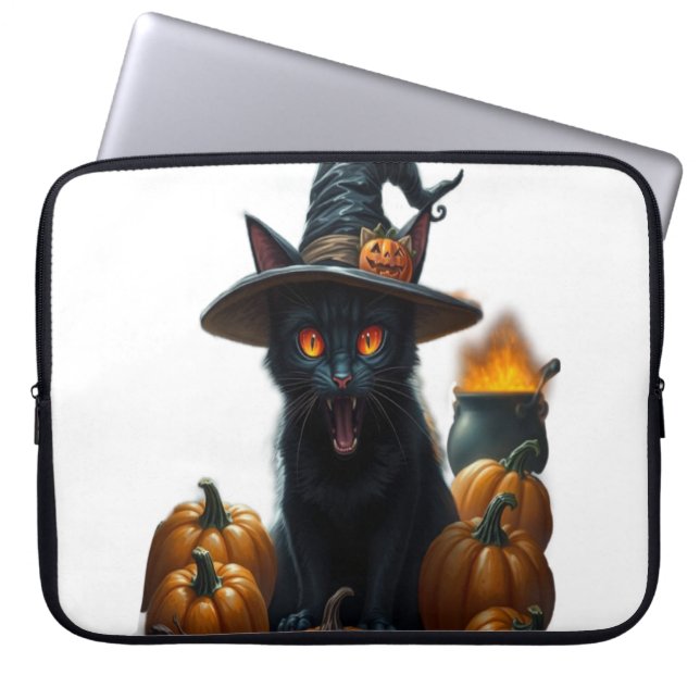 ハロウィン 猫 ラップトップスリーブ (正面)