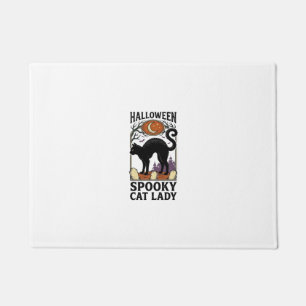 ハロウィン 猫 レディース ヴィンテージ 黒猫 Tシャツ_1 ドアマット