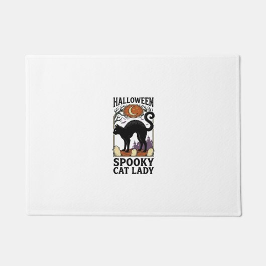 ハロウィン 猫 レディース ヴィンテージ 黒猫 Tシャツ_1 ドアマット (正面)