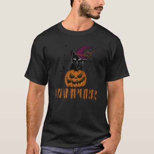 ハロウィン 猫 ヴァンパイア 女子 クール メンズ Tシャツ (正面)