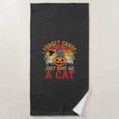 ハロウィン+猫+忘れた+お菓子+ちょうだい_1 ビーチタオル (正面)