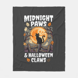 ハロウィン 猫 月 ミスチーフ フリースブランケット