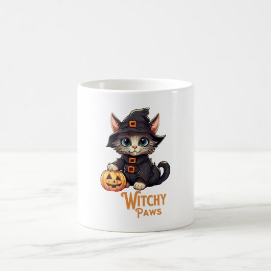 ハロウィン 猫 魔女の手 コーヒーマグカップ (中央)