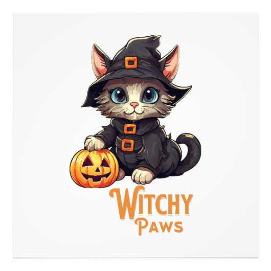 ハロウィン 猫 魔女の手 フォトプリント            (正面)